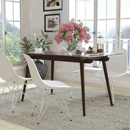 Flash Furniture Rectangle Wood Table, Clear Glass Top, 31.5"X55", 31.5" W, 55" L, 29.5" H, Glass Top, Clear SK-17GC-034-E-GG